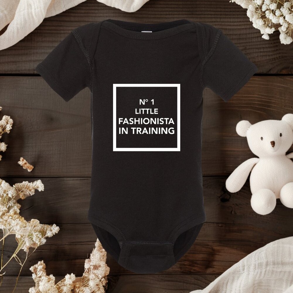 Fashionista in Training Baby Onesie | Stylish Infant Gift | Designer Parody